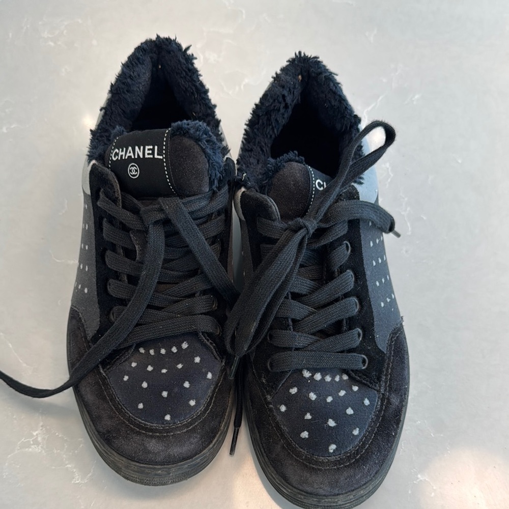 Chanel Black Heart Sneakers